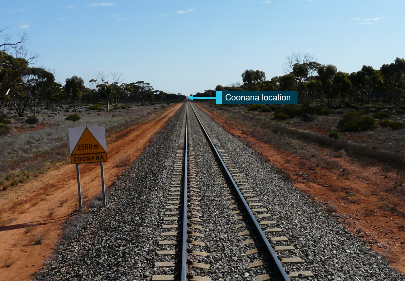 Figure 6: Coonana eastern approach Location Ahead sign.
Source: Australian Rail Track Corporation