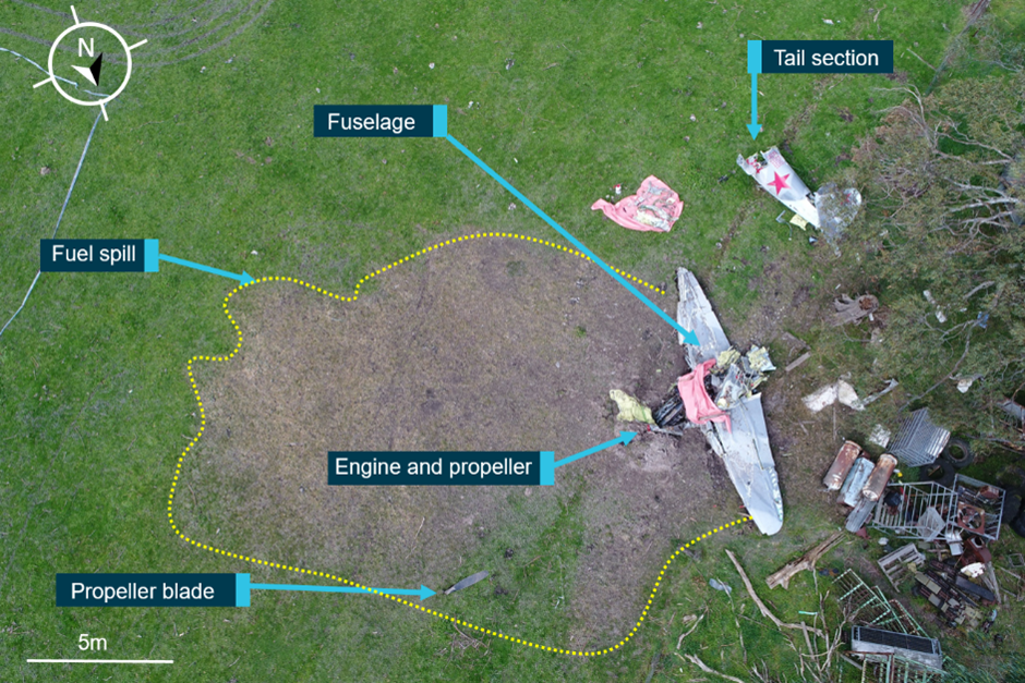 Figure 4: Major features of the wreckage at the accident site.Source:  ATSB