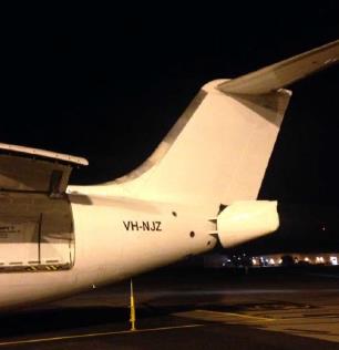 Figure 1: Example of a tail strut fitted to NJZ and showing opened freight door.Source: Cobham Aviation Services Australia