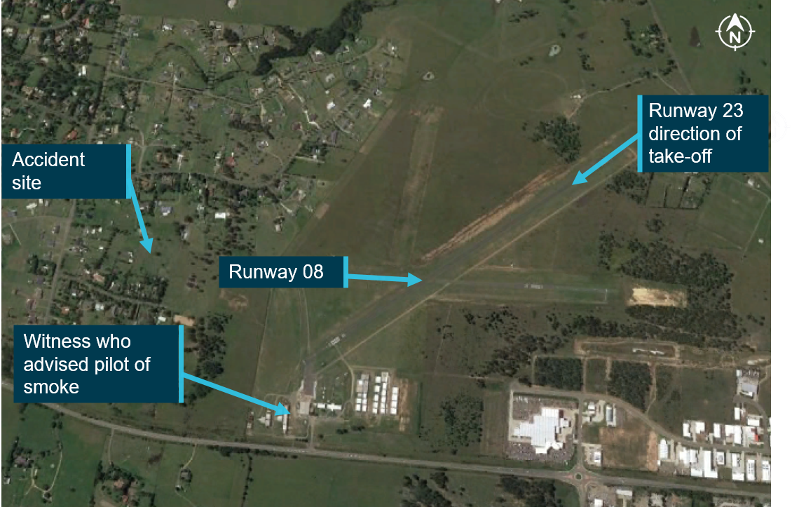 Figure 2: Maitland Airpor .Source: Google Earth, annotated by ATSB