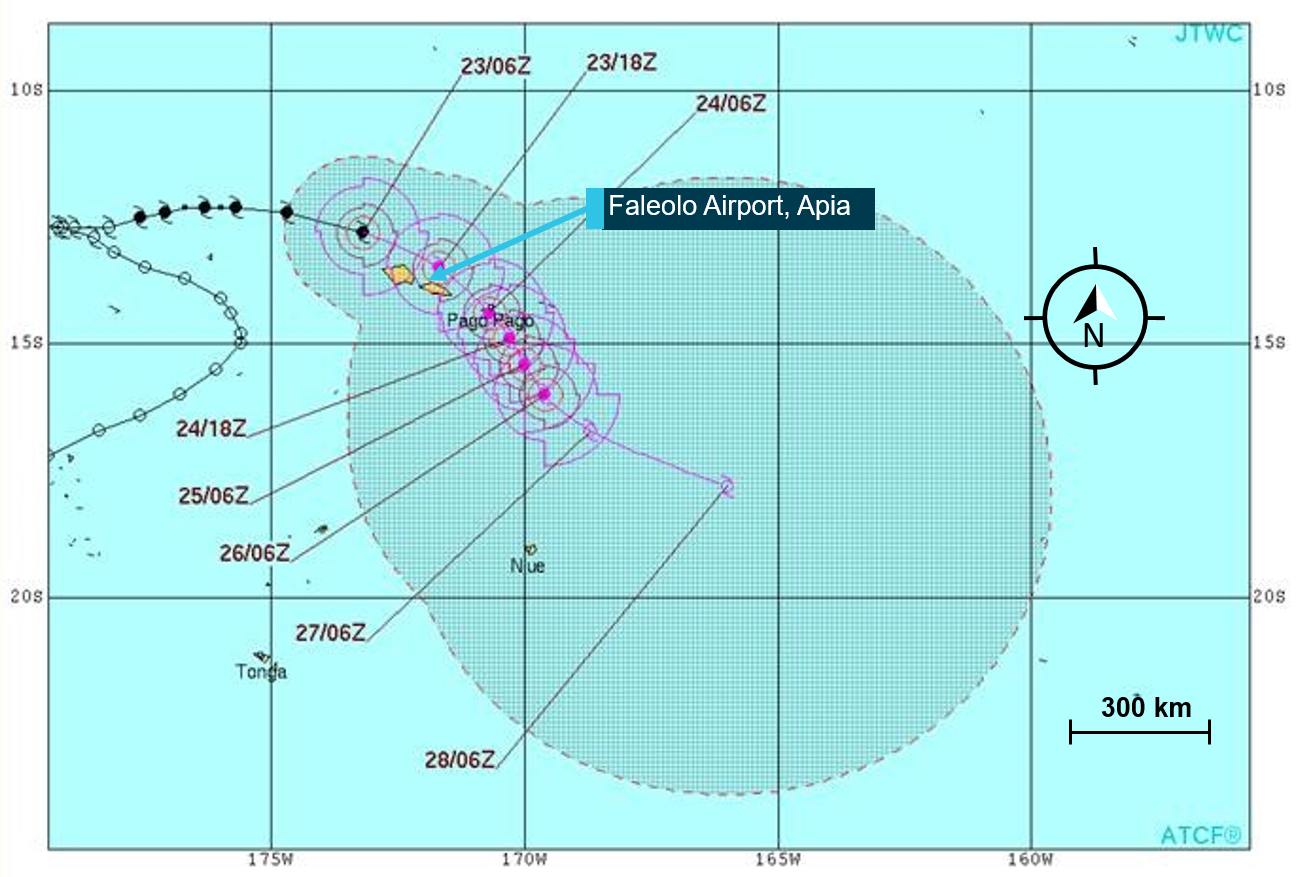 Figure 6: JTWC Cyclone Advisory No: 14, issued 0900 on 23 April – issued after landing.
Source: JTWC, annotated by the ATSB.