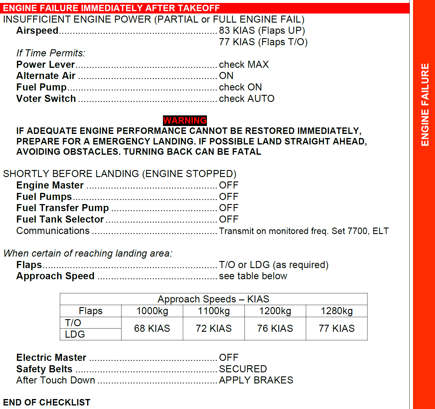 Figure 6:  QRH checklist for partial or full engine failure after take-off.Source: AIAC