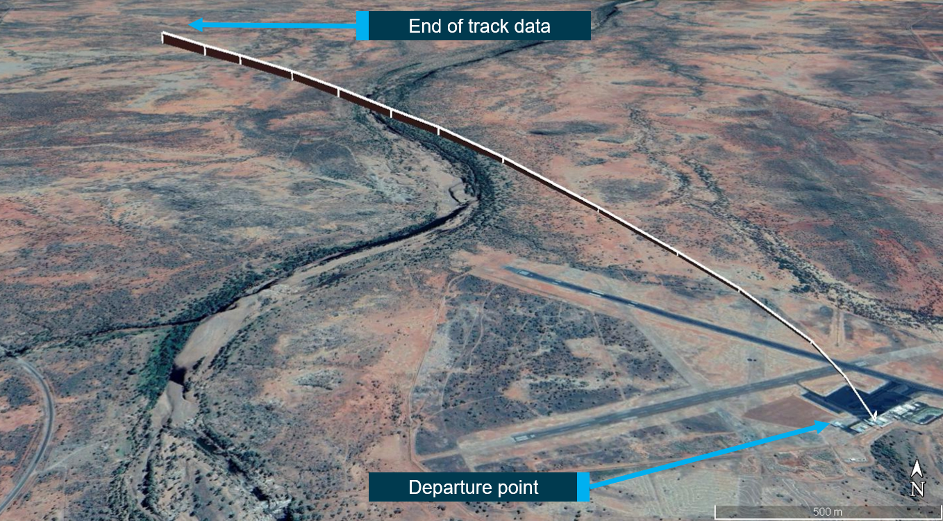 Figure 3: Accident flight GPS track.Source: Google Earth, annotate by the ATSB