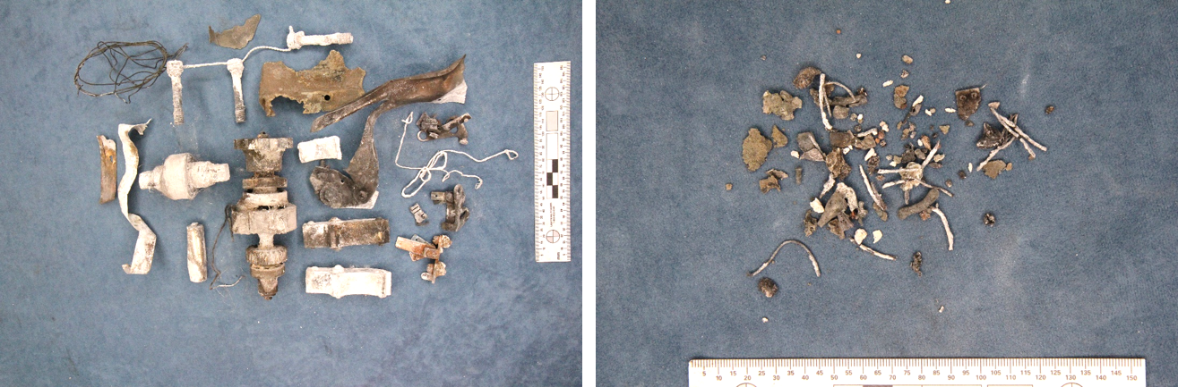 Figure A13: Recovered items following dissolution of the metallic debris.Source: ATSB