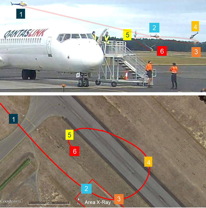 Figure 1: Approximate path of VH-BAA. Source: Hobart Airport, annotated by the ATSB