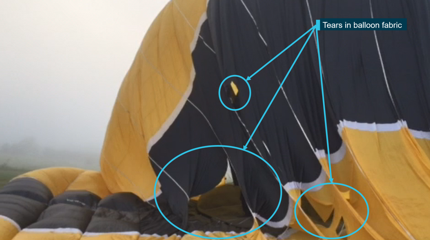 Figure 4: Damage to balloon VH-HVW.Source: Provided to ATSB