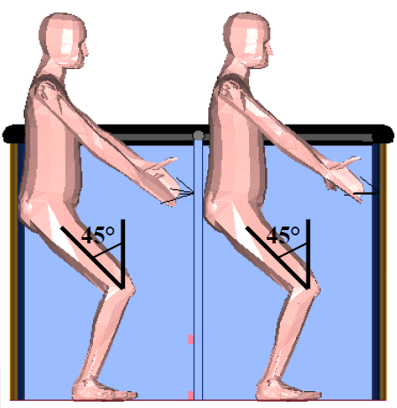 Figure 8: Landing position – knees bent and holding onto handles.Source: Kavanagh Balloons