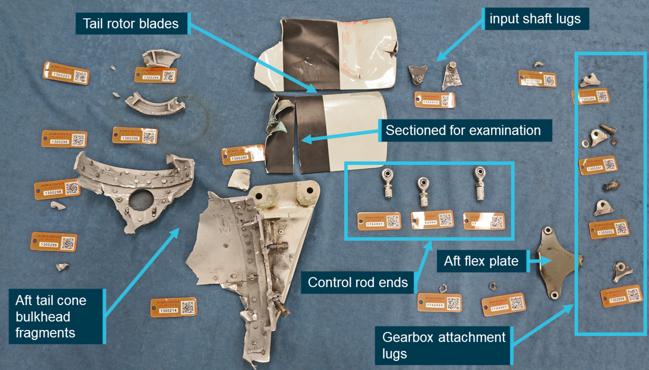Figure 4: Component fragments recovered for examination.Source: ATSB