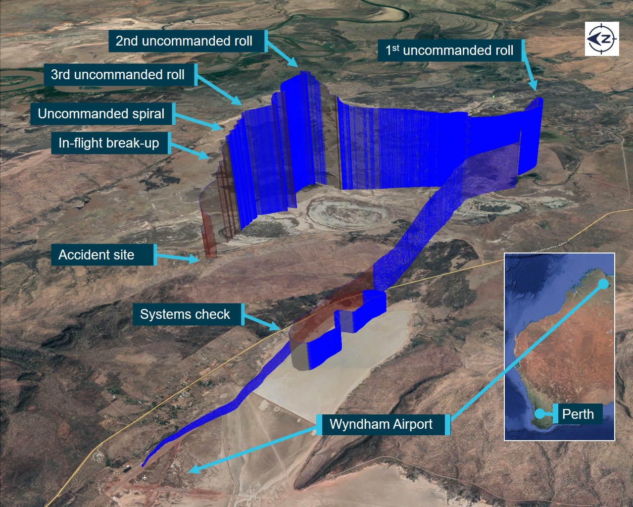 Figure 2: Flight path.Source: Airbus, Google Earth – annotated by ATSB