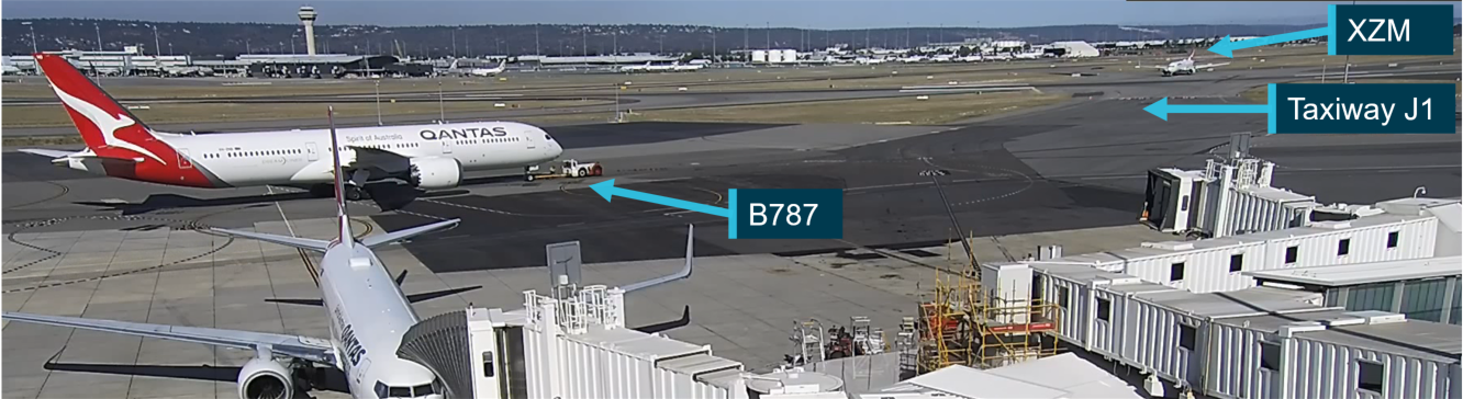 Figure 5: Aircraft on the apron as XZM taxis toward runway 06.Source: Perth Airport