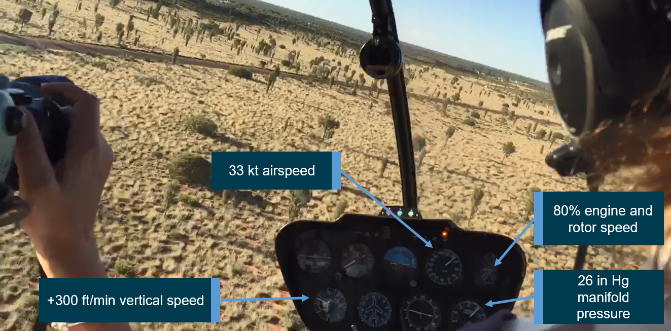 Figure 2: Rotor RPM decay.Source: Passenger, annotated by the ATSB