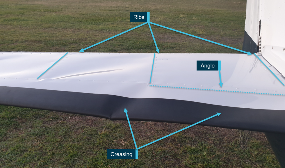 Figure 2: Right stabiliser damage.Source: Operator, annotated by the ATSB