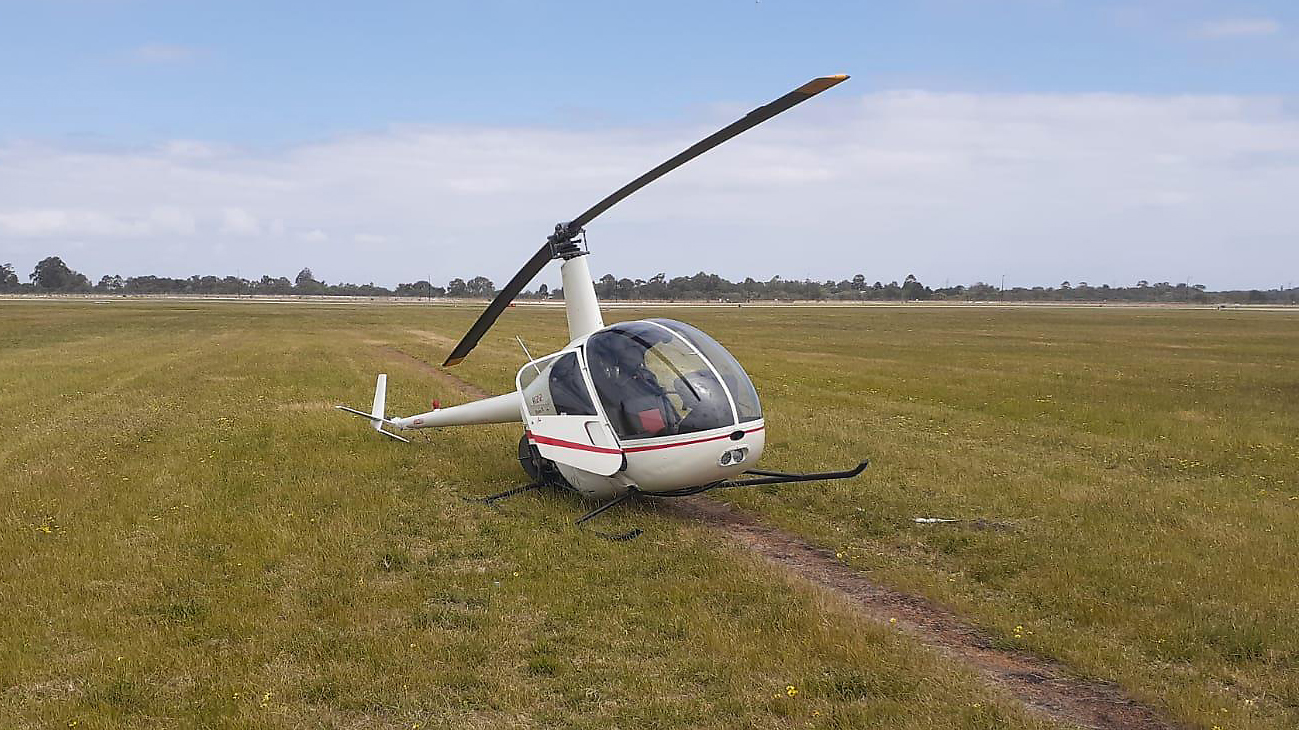 Figure 1: The helicopter in situ after the heavy landing.Source: Airport operator