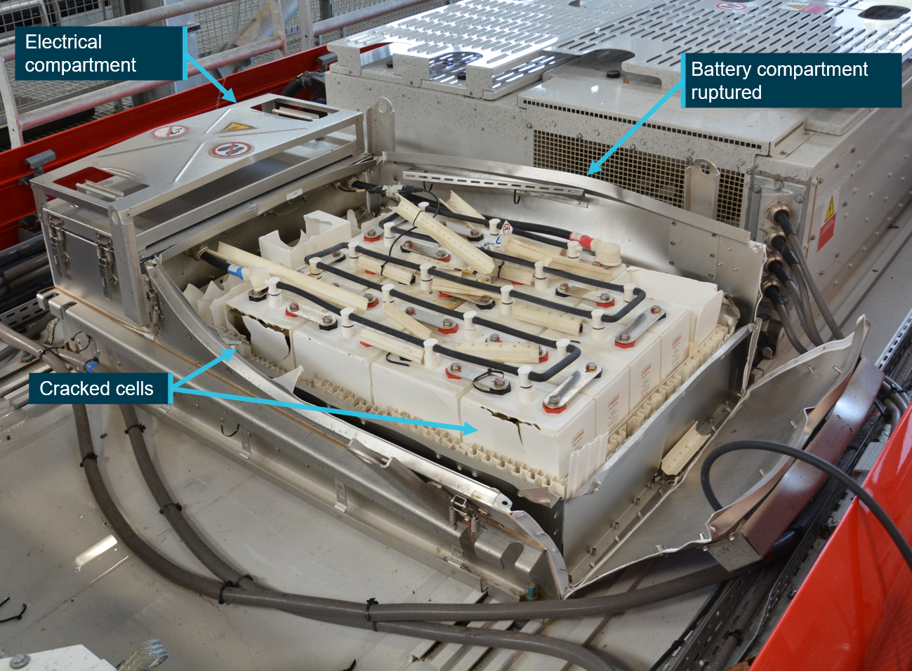 Figure 10: LRV 053 ruptured battery compartment.
Source: OTSI