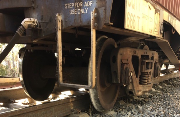 Figure 2: Derailed bogie of wagon CQTY 666T.
Source: Australian Rail Track Corporation (ARTC).