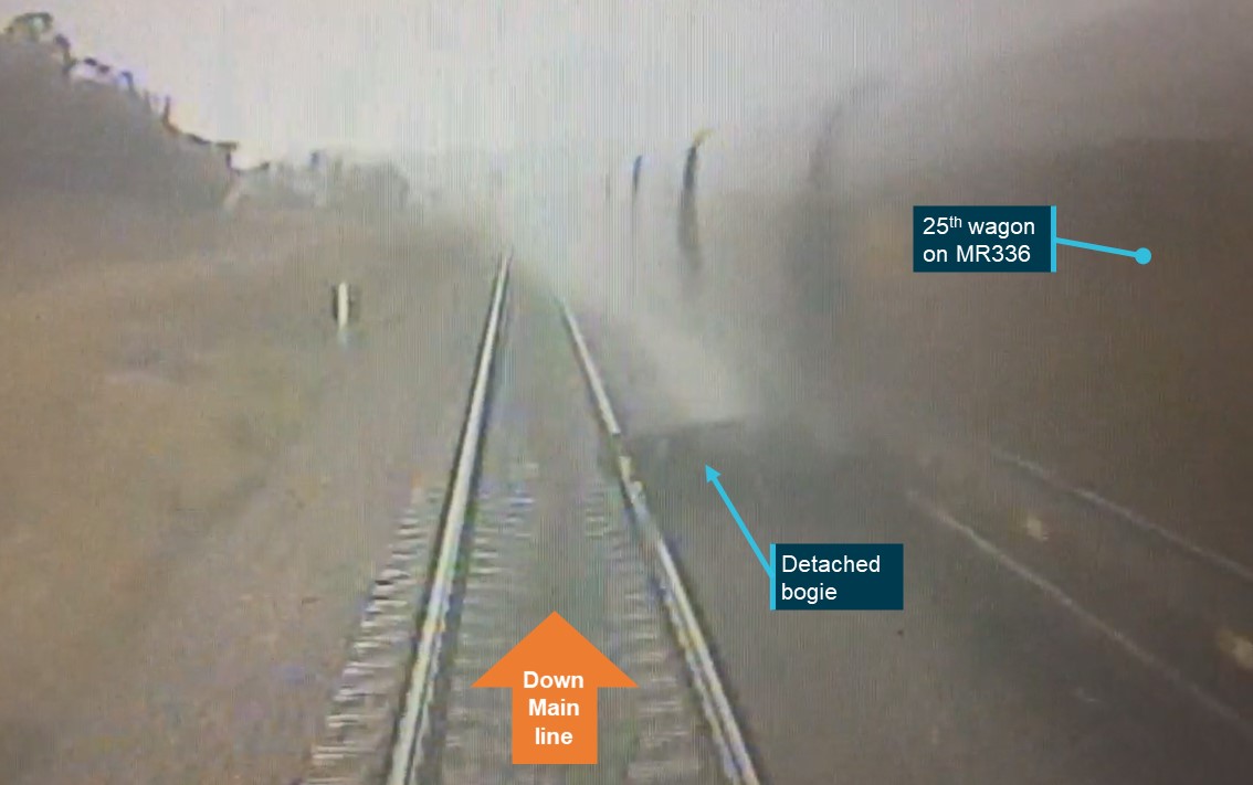 Figure 8: WC915 front locomotive footage just prior to collision.<br />
Source: Aurizon annotated by OTSI