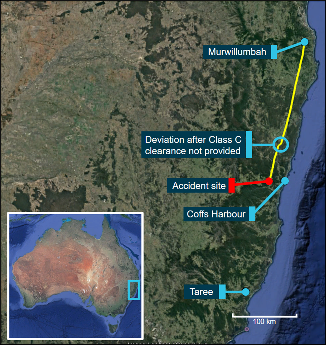 Aircraft track (yellow) on September 2019