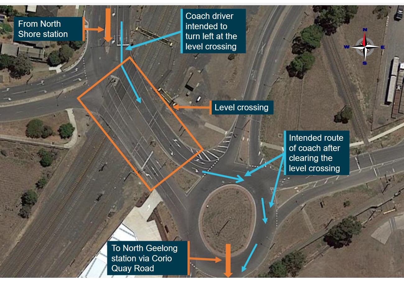 Figure 3: Intended route of coach from Station Street towards North Geelong station