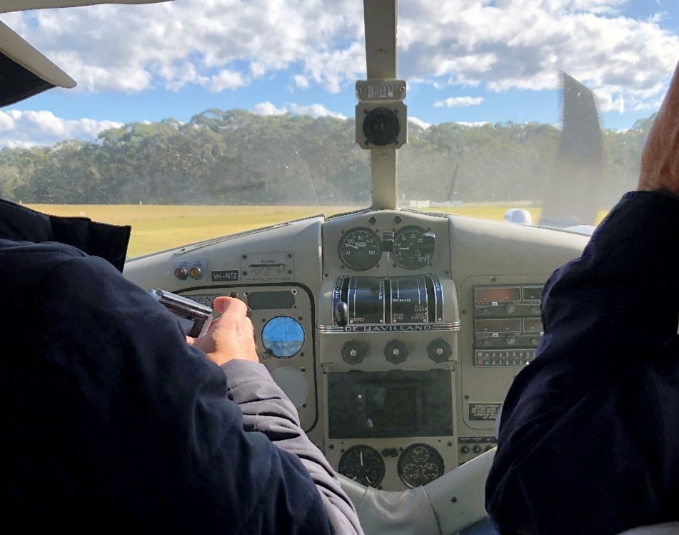Cockpit during smoke test with bolts removed