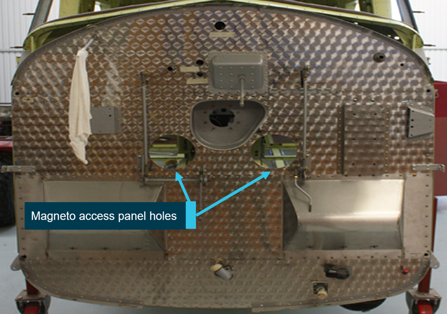 DHC-2 main firewall with magneto access panels removed