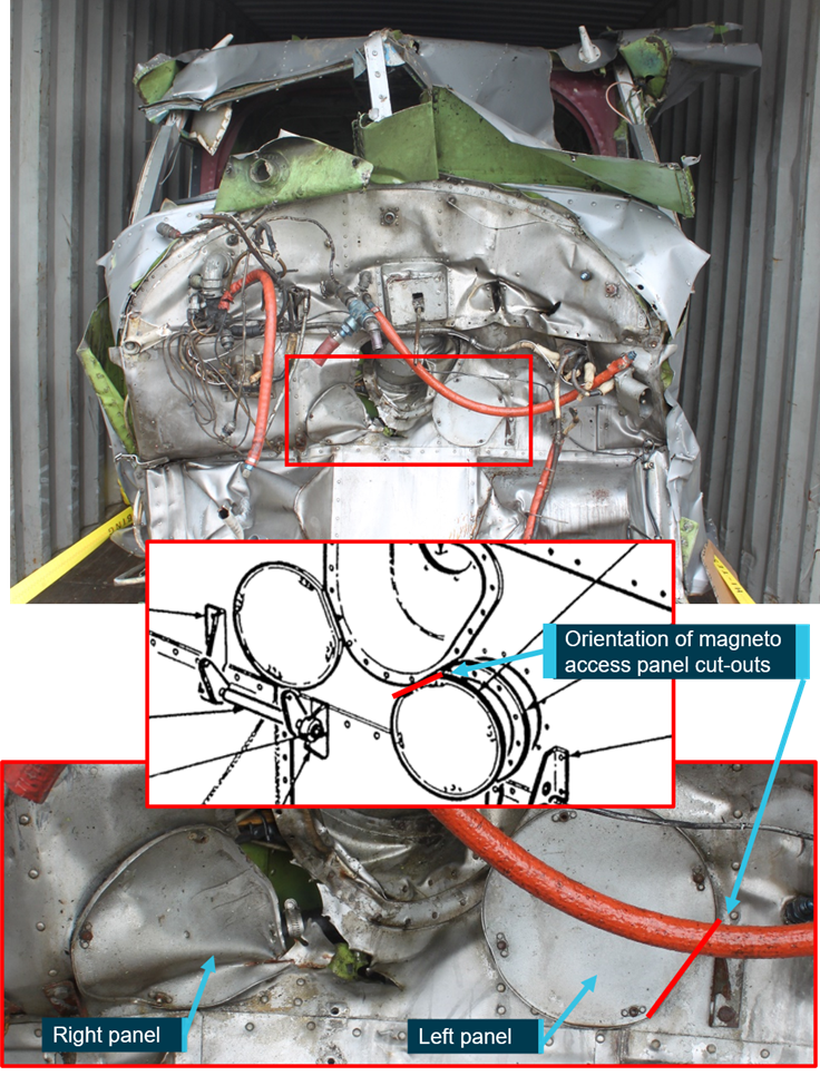 VH-NOO main firewall to aircraft cabin with magneto access panels highlighted