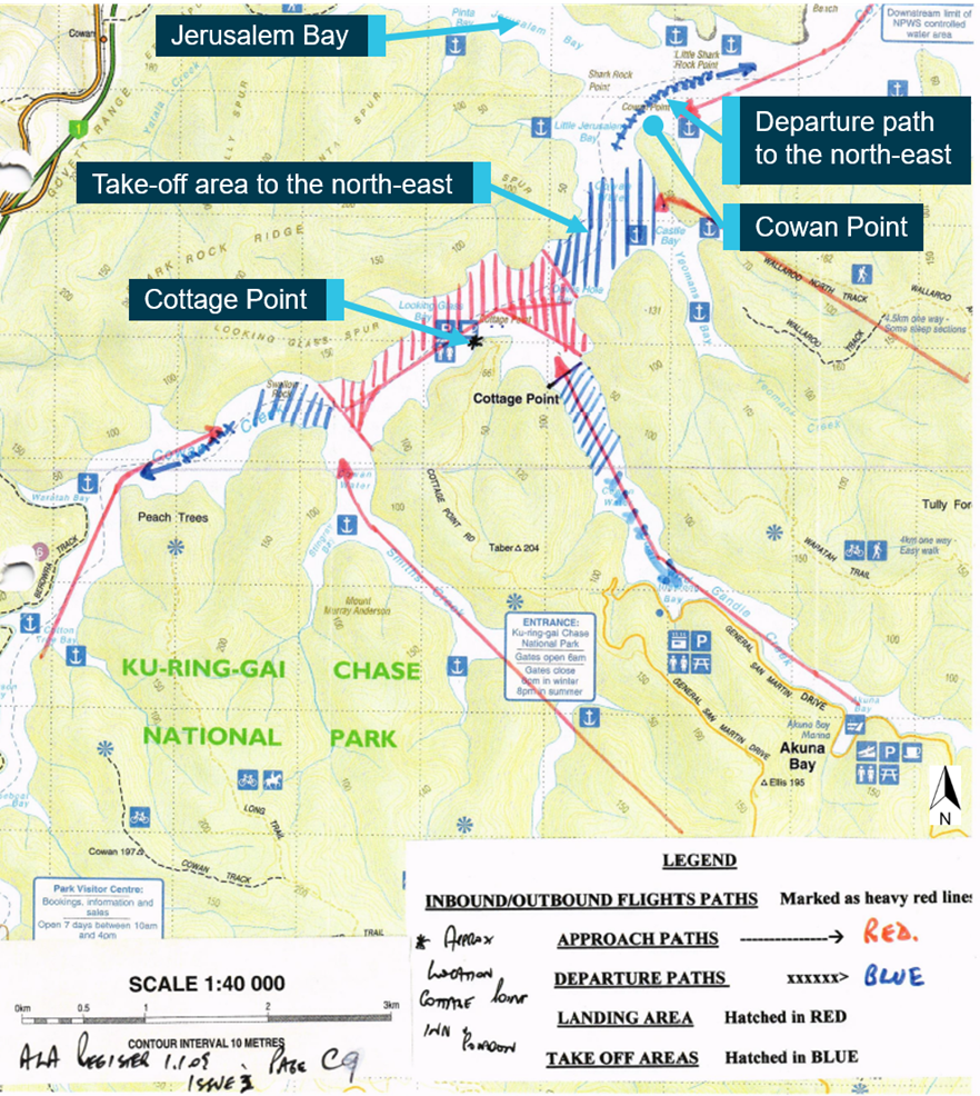 Cottage Point diagram of the recommended initial departure paths from the ALA register