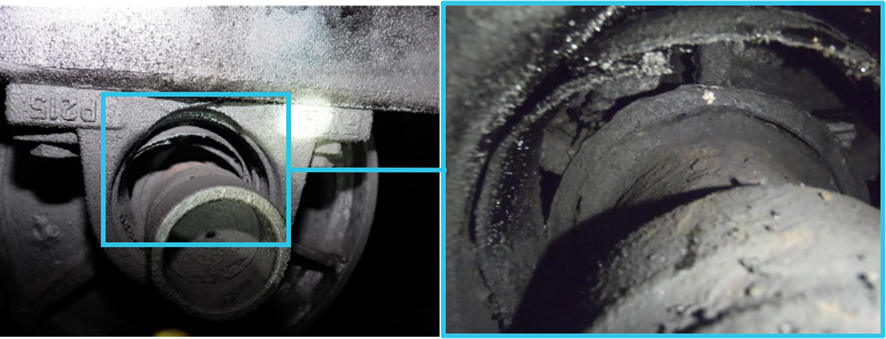 Image showing damage to idler bearing