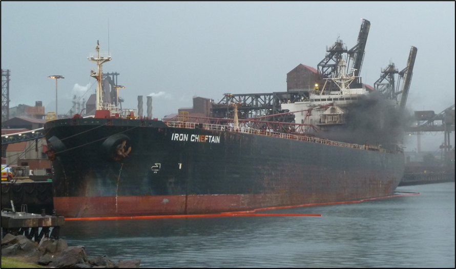 Iron Chieftain on fire at Port Kembla