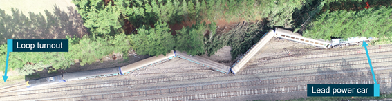 Aerial photograph of derailment site
