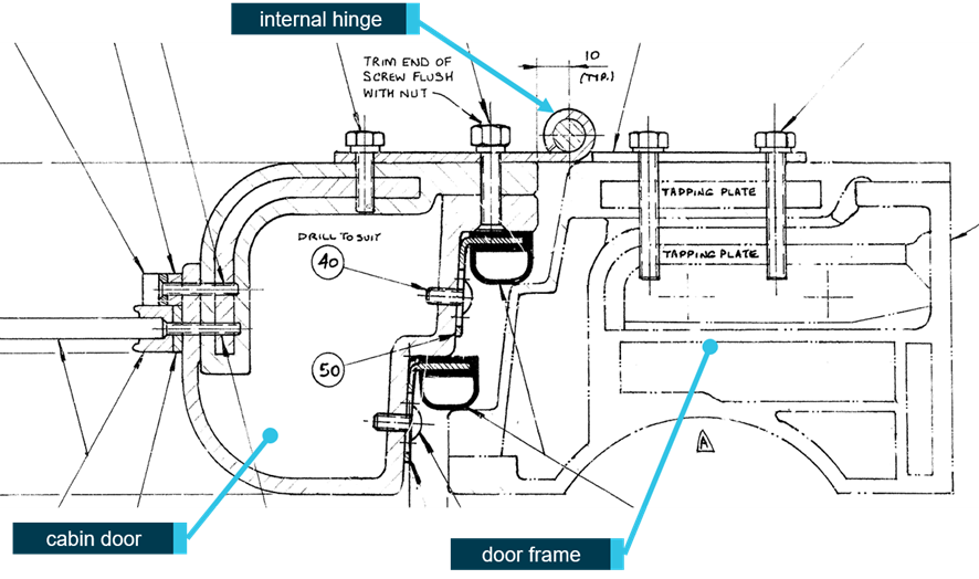 Door and doorframe section drawing