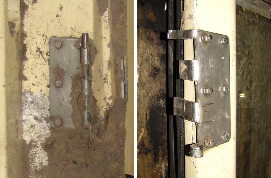 Upper internal hinge of left cab door of XP2018