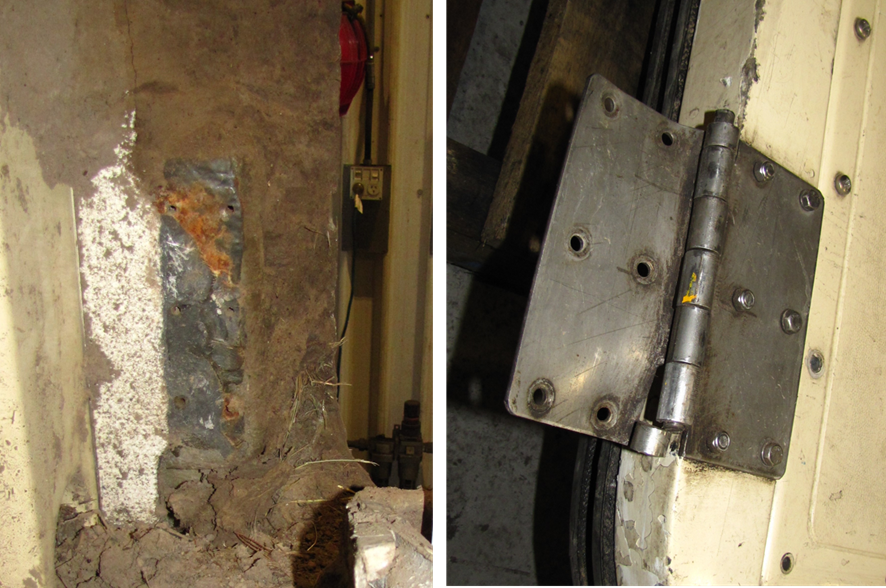 Lower internal hinge of left cab door of XP2018