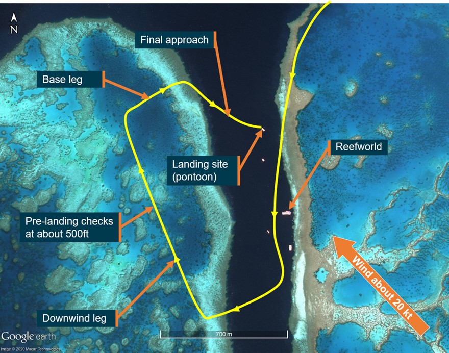 Figure 2: Pilot recollection of approach to Hardy Reef pontoon