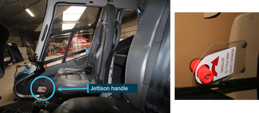 Figure 22: Location and operation of the emergency jettison handle