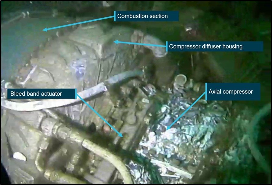 Figure 6: Engine from VH-UVC located within the wreckage field