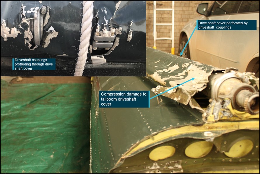 Figure 9: Tailboom driveshaft cover with inset showing driveshaft coupling imprints