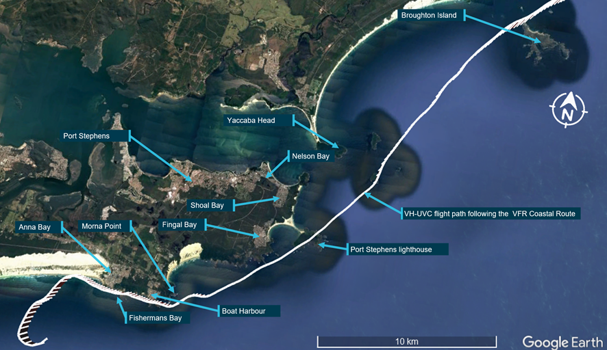 Figure 10: Townships along the VFR coastal route once UVC passed Broughton Island