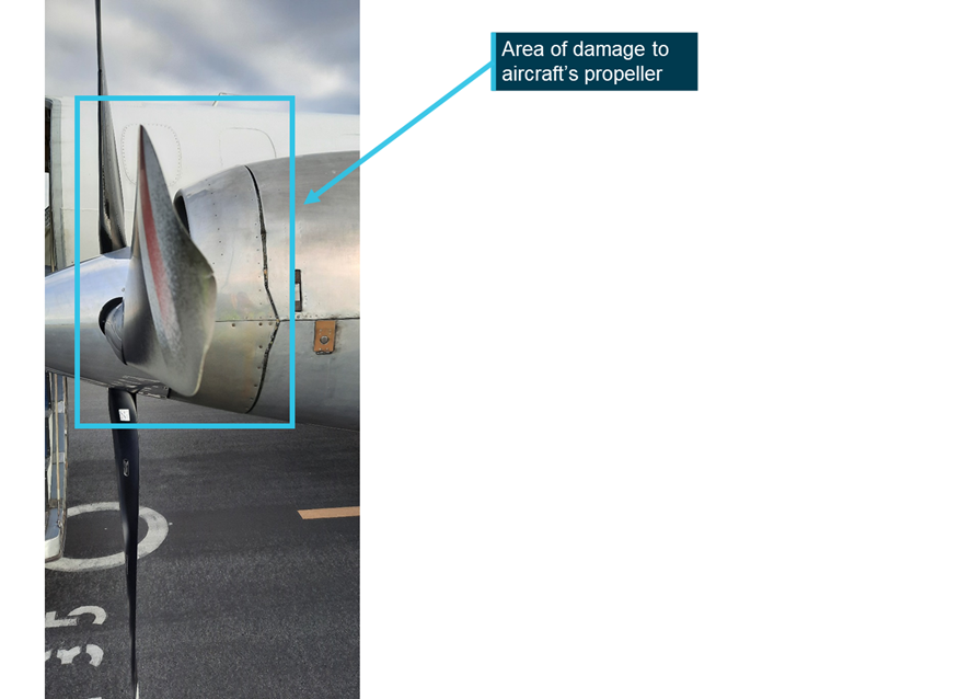 Figure 2: Damage sustained to aircraft’s propeller
