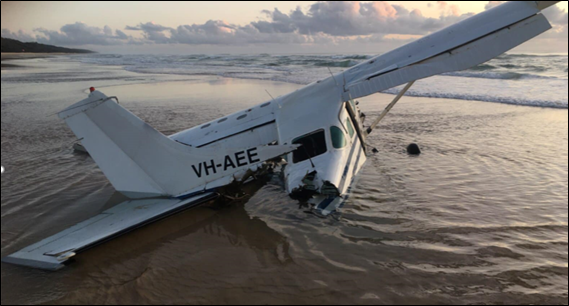 VH-AEE on the beach at Fraser Island