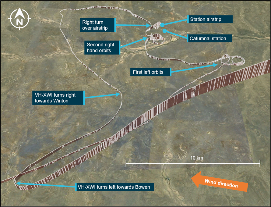 Track of VH-XWI in the vicinity of Catumnal Station