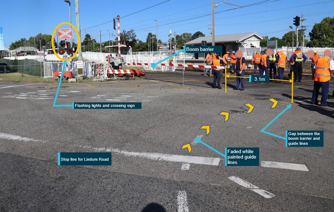 Gap between Lindum Road to Kianawah Road turn line and the boom barrier