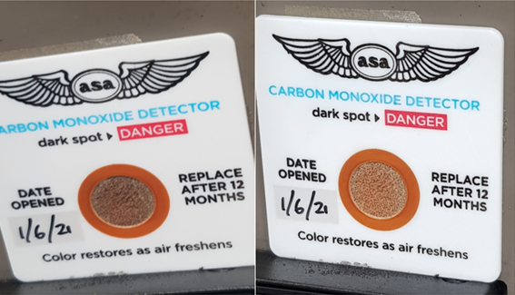Figure 1: The aircraft’s CO spot detector during the flight (left) and after landing (right)