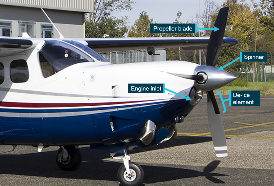 Figure 4: Side view of an exemplar P210N propeller and engine inlet