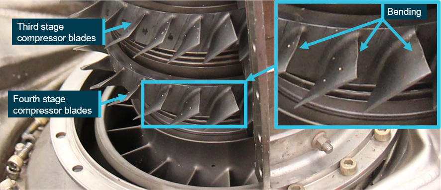 Figure 6: Fourth stage compressor blade damage