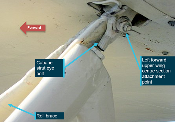 Figure 10: Previous example of another Acroduster SA-750 with a wing attachment eye bolt that had completely fractured through the threaded section