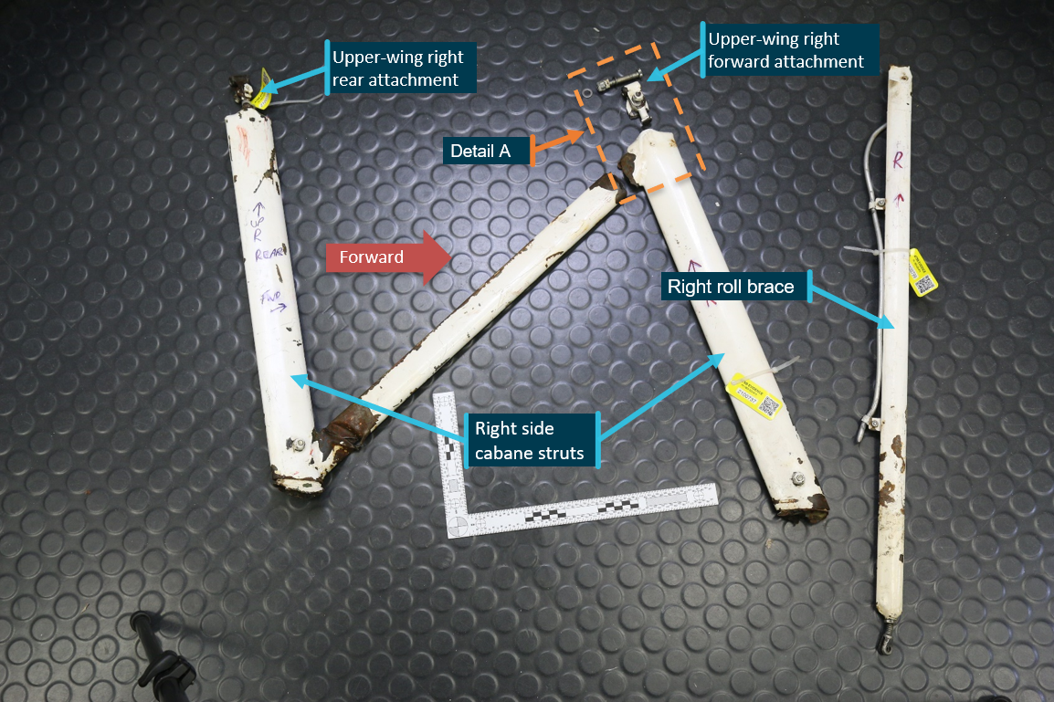 Figure 7: Right side cabane struts, roll brace and upper-wing attachment points