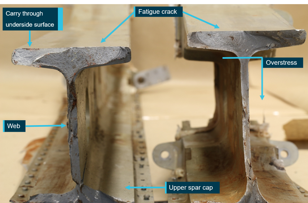 Figure 18: The spar fracture surfaces showing a side-by-side comparison