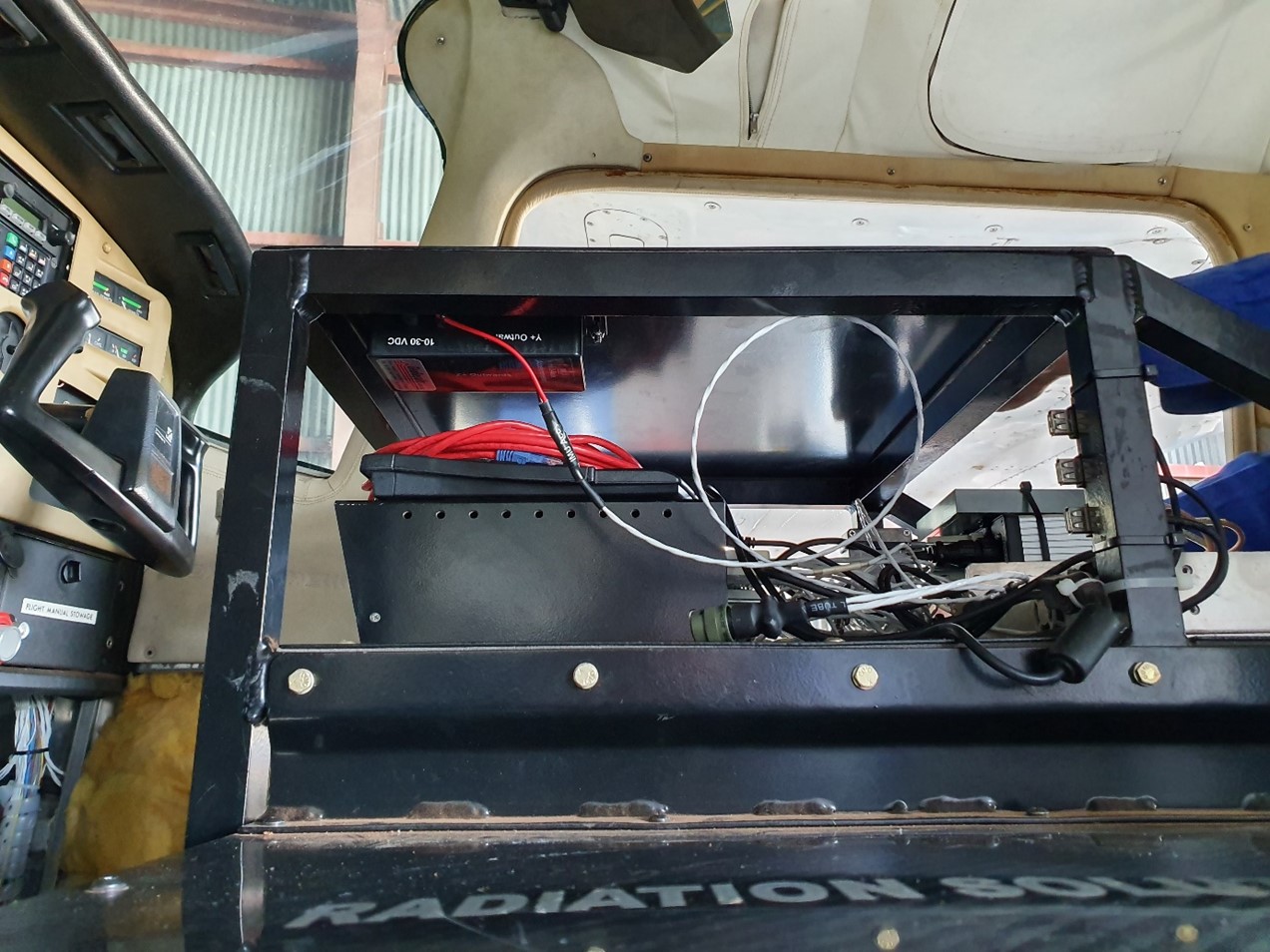 : Accelerometer mounted within the survey equipment rack
