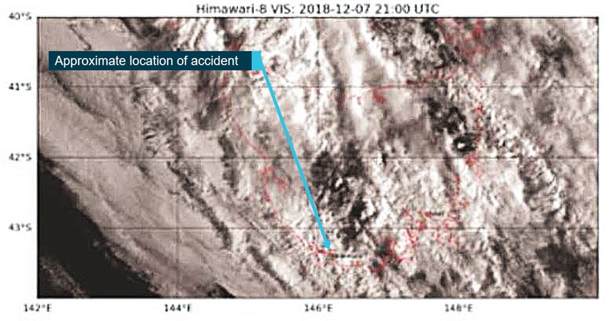 Figure 4: Visible satellite image at 0800 showing the approximate accident location