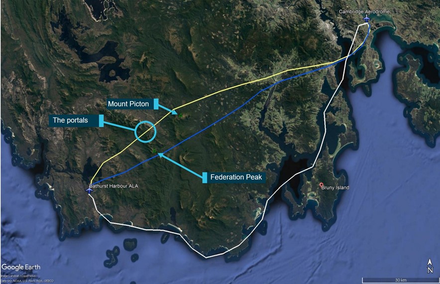 Figure 11: Routes commonly used between Cambridge and Bathurst Harbour